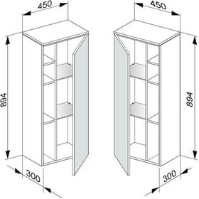 Keuco Mittelschrank EDITION 400 450x894x300mm Ans re we/cash sat
