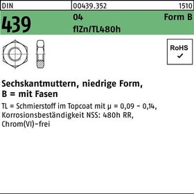 Sechskantmutter DIN 439 FormB BM 6 AU zinkbes. Gleitmittel flZnnc 480h-L 1000St. - VPE: 1000