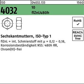 Sechskantmutter ISO 4032 M12 11 zinklamellenb. 500 Stück - VPE: 500