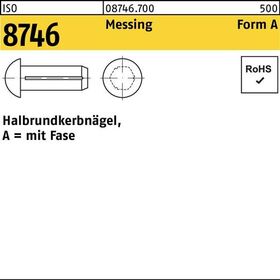 Halbrundkerbnagel ISO 8746 Fase 3x 6 Messing 1000 Stück - VPE: 1000