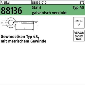 Gewindeöse R 88136 Typ 48 M5x 15 D 8 Stahl galv.verz. 100 Stück - VPE: 100