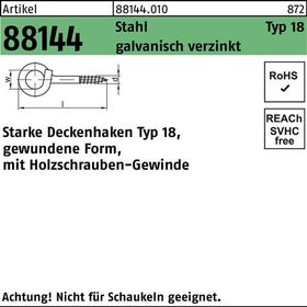 Deckenhaken R 88144 Typ 18 140x 8,9x 22 Stahl galv.verz. 20 Stück - VPE: 20
