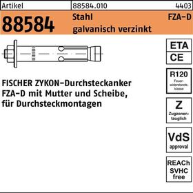 Durchsteckanker R 88584 ZYKON FZA-D 18x130 M12D/50 Sta galv.verz. 10St. FISCHER - VPE: 10