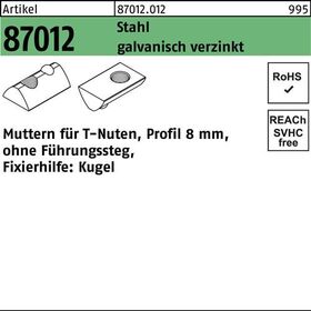 T-Nutenmutter R 87012 o.Führungssteg 8mm M8 Stahl galv.verz. 100 Stück - VPE: 100