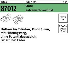 T-Nutenmutter R 87012 Führungssteg/o.Potenzialausgl. 8mm M8 galv.verz. 1000St. - VPE: 1000
