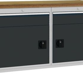 Werkbank grau lichtgrau B1500xH859xT750mm Multiplex 40mm 2 Schubl.2 Türen
