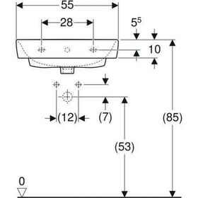 Geberit Aufsatzwaschtisch RENOVA PLAN m HL mit Überlauf 550x440mm weiß KT