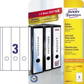 Avery Zweckform Ordneretikett L6059-25 59x297mm ws 75 St./Pack.