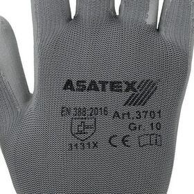Handschuhe Gr.8 grau EN 388 PSA II Nyl.m.PU ASATEX - VPE: 12