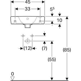 Geberit Handwaschbecken RENOVA COMPACT 450x250mm m ÜL Abl. li HL rechts weiß KT