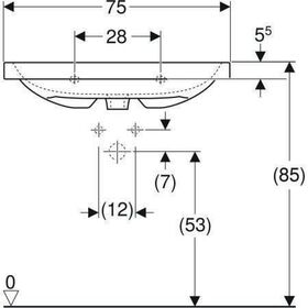 Geberit Waschtisch iCon Light 750x420mm verk. Ausldg m HL m ÜL weiß KT