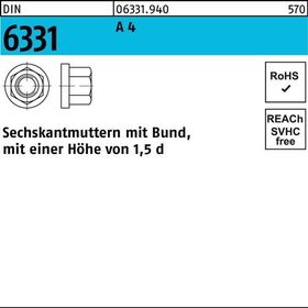 Sechskantmutter DIN 6331 Bund M10 SW 16 A 4 10 Stück - VPE: 10