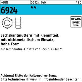 Sechskantmutter DIN 6924 Klemmteil M5 A 4 100 Stück - VPE: 100