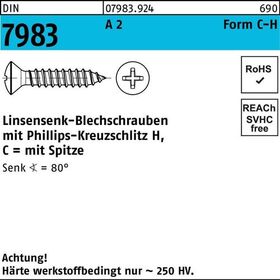 Linsensenkblechschraube DIN 7983 PH C 4,2x 22-H A 2 100 Stück - VPE: 100