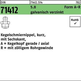 Kegelschmiernippel DIN 71412 FormA-R AR 1/8 SW11 5.8 galv.verz. 100St. - VPE: 100