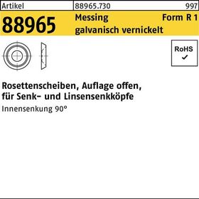 Rosettenscheibe R 88965 offen 4,1x6,5x1,8 Messing galv. vernickelt 1000St. - VPE: 1000