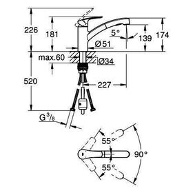 Grohe EH-Spültischbatterie EUROSMART 1/2Zoll fla Ala su-st