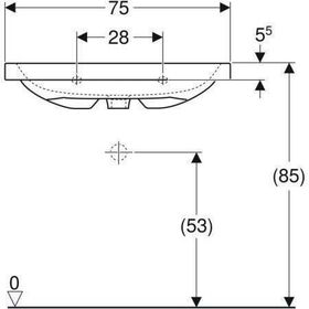 Geberit Aufsatzwaschtisch iCon Light 750x480mm o HL mit Überlauf weiß KT