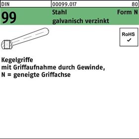 Kegelgriff DIN 99 N 160 M20 Stahl galv.verz. geneigte Griffachse 1 Stück