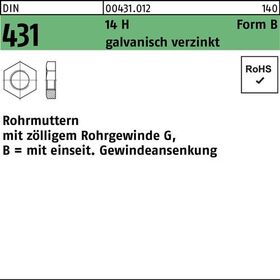 Rohrmutter DIN 431 BG 2 14 H galv.verz. 1 Stück