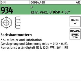 Sechskantmutter DIN 934 M14 gal Zn 8 DiSP + SL 100 Stück - VPE: 100