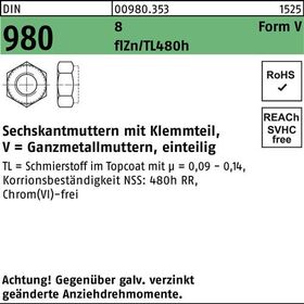 Sechskantmutter DIN 980 Klemmteil VM 20 8 zinklamellenbes. flZnnc 480h-L 50St. - VPE: 50