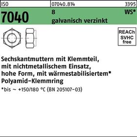 Sechskantmutter ISO 7040 Klemmteil M24 8 galv.verz. brauner Ring 25St. - VPE: 25