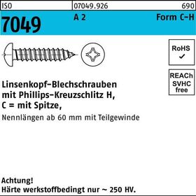 Blechschraube ISO 7049 LIKO Spitze/PH C 6,3x 38-H A 2 250 Stück - VPE: 250
