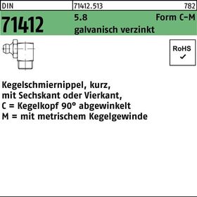 Kegelschmiernippel DIN 71412 FormC-M CM 8x1,25 SW 9 5.8 galv.verz. 100St. - VPE: 100
