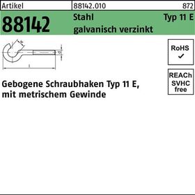 Schraubhaken R 88142 Typ 11 E gebogen M5x50 D 16 Stahl galv.verz. 100St. - VPE: 100