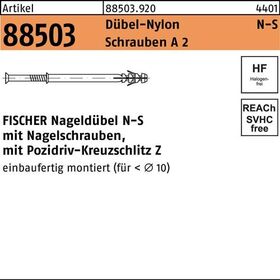 Nageldübel R 88503 N-S 8x100/60 Schrauben A 2/Dübel-Nylon 50 Stück FISCHER - VPE: 50