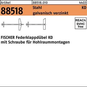 Klappdübel R 88518 Schraube KD 8x 100 Stahl galv.verz. 20St. FISCHER - VPE: 20