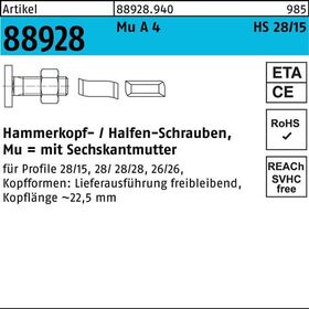 Hammerkopfschraube R 88928 28/15 6-ktmutter M10x 50 Mu A 4 50St. HALFEN - VPE: 50