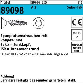 Spanplattenschraube R 89098 SEKO ISR VG 5x 60-T25 A 2 100 Stück - VPE: 100