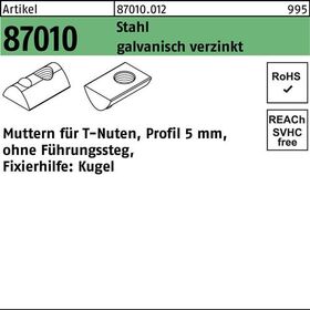 T-Nutenmutter R 87010 o.Führungssteg 5mm M4 Stahl galv.verz. 100 Stück - VPE: 100