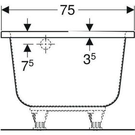 Geberit Fünfeckbadewanne RENOVA 1600x750/500mm Raumspareffekt re weiß