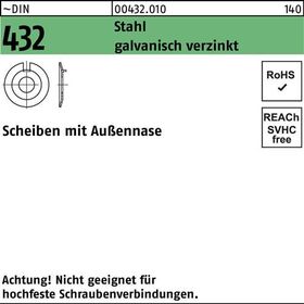 Scheibe DIN 432 Außennase 37 Stahl galv.verz. 25 Stück - VPE: 25