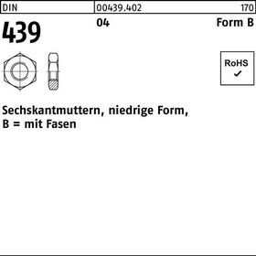 Sechskantmutter DIN 439/ISO 4035 FormB BM 27 Automatenstahl 25 Stück - VPE: 25