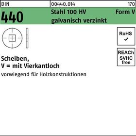 Scheibe DIN 440/ISO 7094 FormV V 11x34x3 Stahl 100 HV galv.verz. 100St. - VPE: 100