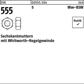 Sechskantmutter DIN 555 Whitworthgewinde WW 5/8 5 100 Stück - VPE: 100