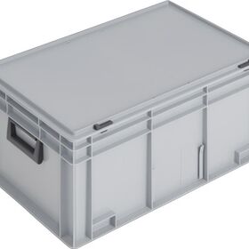 Ku.-Koffer L600xB400xH293mm PP 2 Griffe Schiebeverschluss grau 55l LOCKWEILER