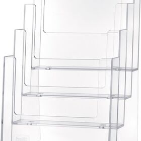 Tischprospekthalter 4 x DIN A5 hoch Ku.transp.freistehend HELIT