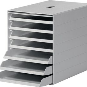 Schubladenbox 7 Schubl.m.versenkbarer Frontklappe grau H322xB250xT365mm DURABLE