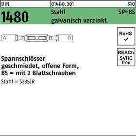 Spannschloss DIN 1480 offen 2Blattschrauben SP BS M20 Stahl 3.6 galv.verz. 1St.