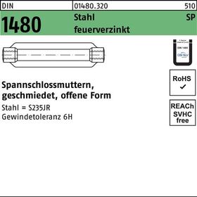 Spannschlossmutter DIN 1480 offen SP M24/255 Stahl ÜZ feuerverz. 1 Stück