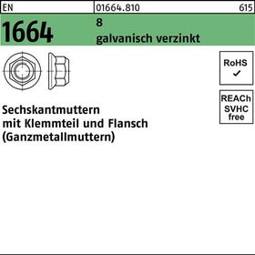 Sechskantmutter EN 1664 Klemmteil/Flansch M12 8 galv.verz. 100 Stück - VPE: 100