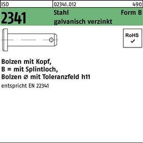 Bolzen ISO 2341 Kopf/Splintloch B 20x50x42 Stahl galv.verz. 1 Stück
