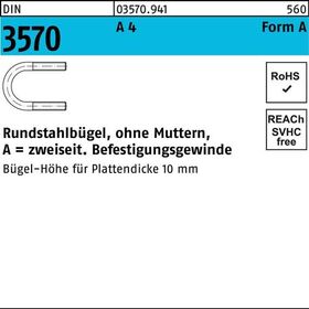 Rundstahlbügel DIN 3570 o.Mutter A 282/NW 250 A 4 1 Stück
