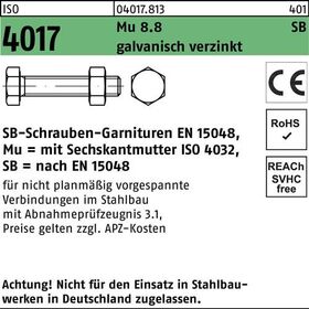 Sechskantschraube ISO 4017 VG M16x 65 8.8 galv.verz. SB 25 Stück - VPE: 25