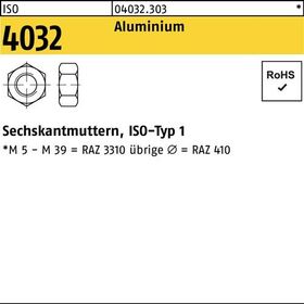 Sechskantmutter ISO 4032 M4 Aluminium 100 Stück - VPE: 100